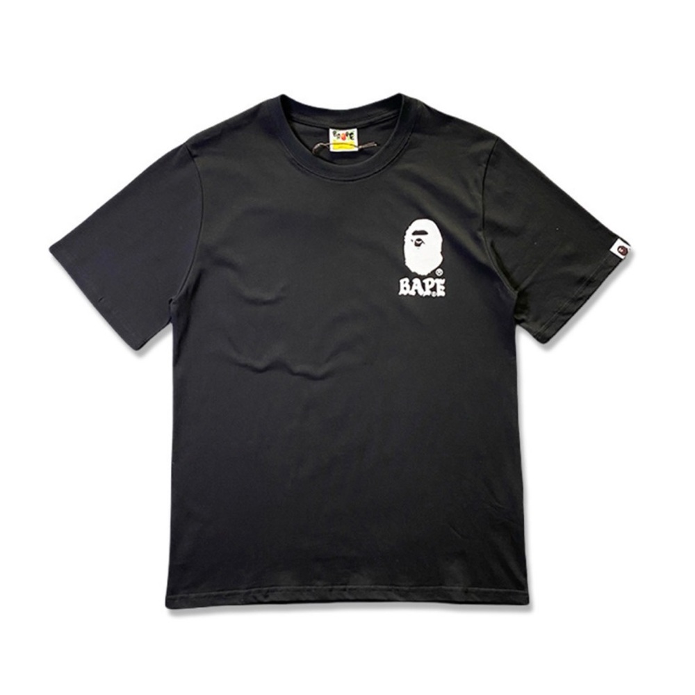 Bape Black Tee with White Ape Head Logo